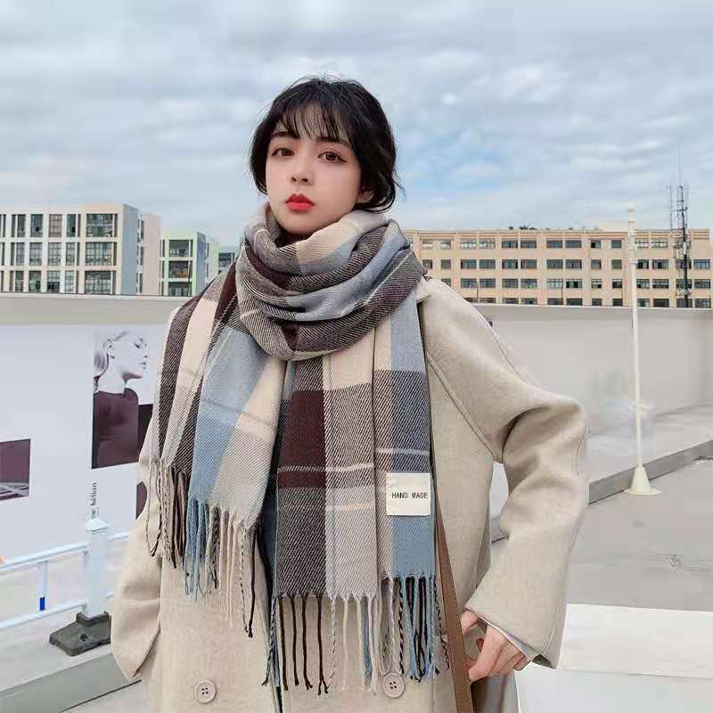 Winter Scarf Plaid Long Shawl Fashion Headband Wraps Women Scarves Bandana Hijab Tassels
