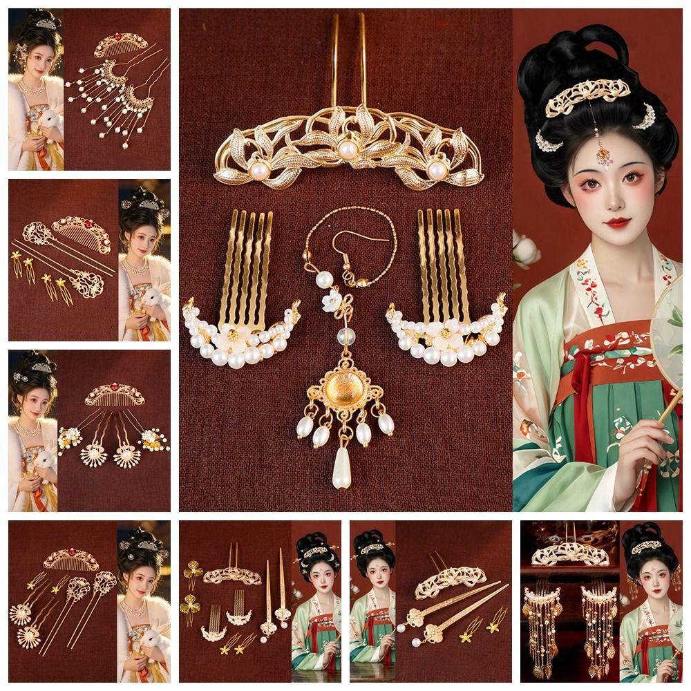 1 set Classical Ancient Hair Stick Chinese Style Hanfu Hair Accessories Flower Hair Comb  Jewelry
