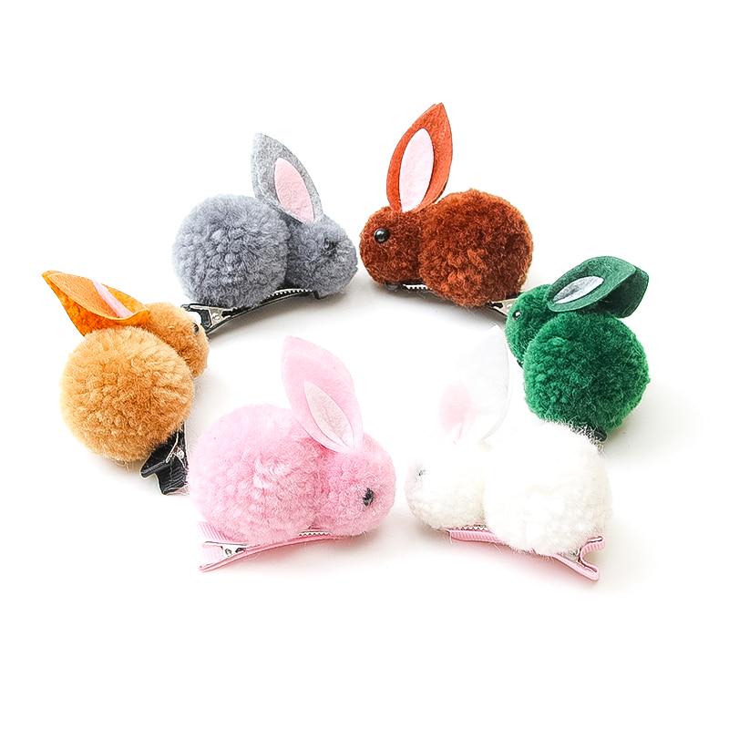 Cute Hair Ball Rabbit Hair Clip Children's Girl Animal Hairpins Korea Simple Hair Accessories Headwear Hairpin