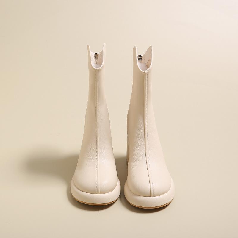 Короткие детские сапоги на высоком каблуке, водонепроницаемые, модель 2024 года, на осень и зиму, на высоком каблуке, с толстым каблуком, на молнии сзади, тонкие сапоги, сапоги большого размера