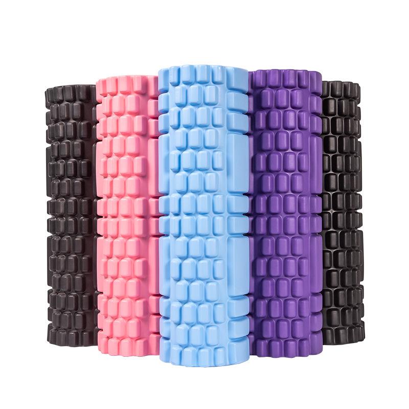 Pink EVA Foam Yoga Massage Roller with Textured Design