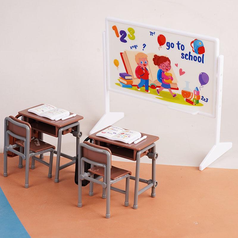 1 Набор Декор для класса Игрушка 1:12 Кукольный домик Миниатюрные парты стулья классные доски книги ранцы модель аксессуары для кукольного домика