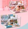 moin moin Dollhouse Miniature DIY Kit Set Dream Modern Style Fancy Scale Medium LED Light Acrylic Case Included 2008DH195 [English Instructions]