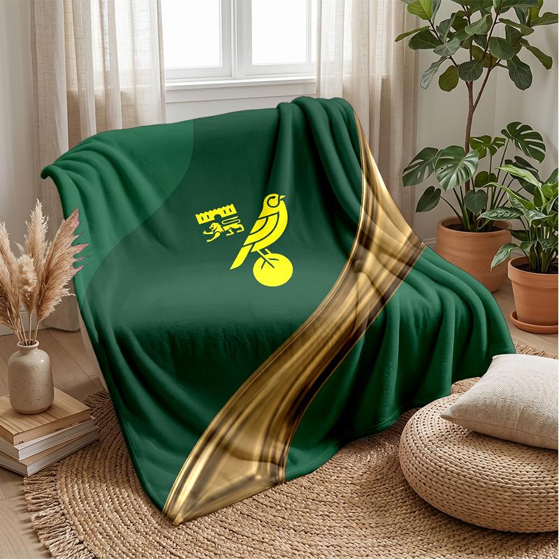 Norwich City Football Print Flannel Blanket, Soft Warm Lightweight Throw Blanket for Sofa Bed Camping