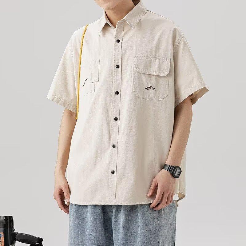 Летняя рубашка с коротким рукавом три четверти для студентов, свободный и нишевый дизайн, забавный новый мужской топ для ношения на открытом воздухе