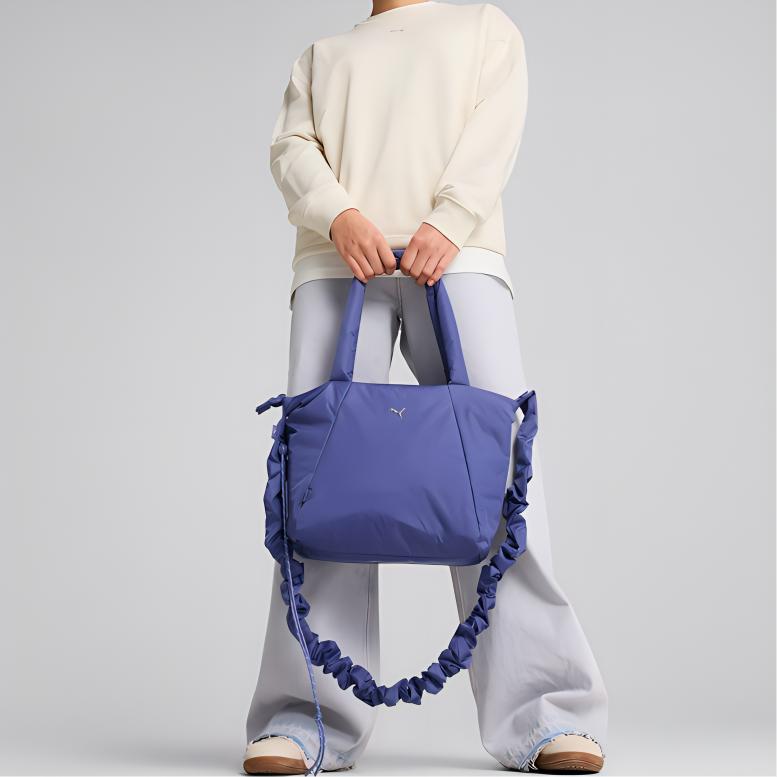 Puma Однотонная Минималистичная Универсальная Серебристый Логотип Застежка-молния Тканевая Сумка-шоппер Женские Сумки-шопперы Фиолетовый 091444-02