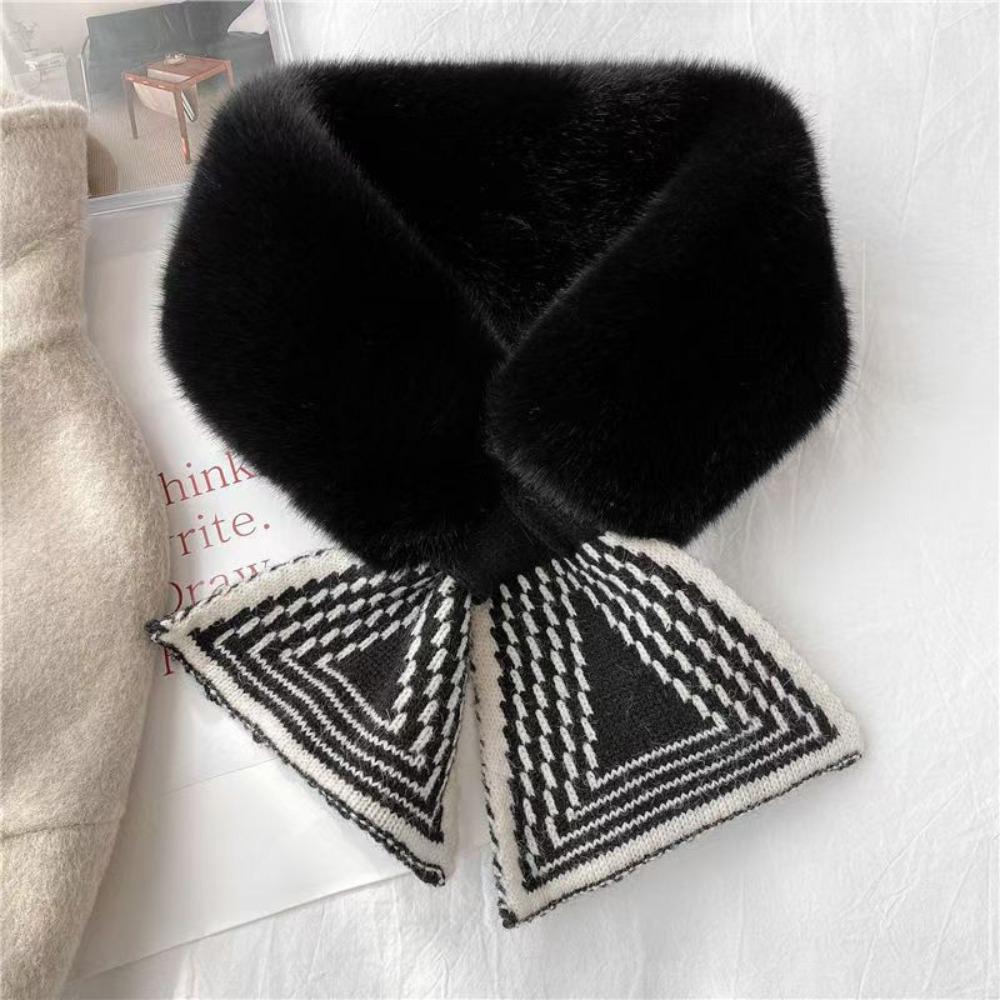 Thicken Neck Scarf Faux Rabbit Fur Plush Scarf Cute Neck Warmer  Winter