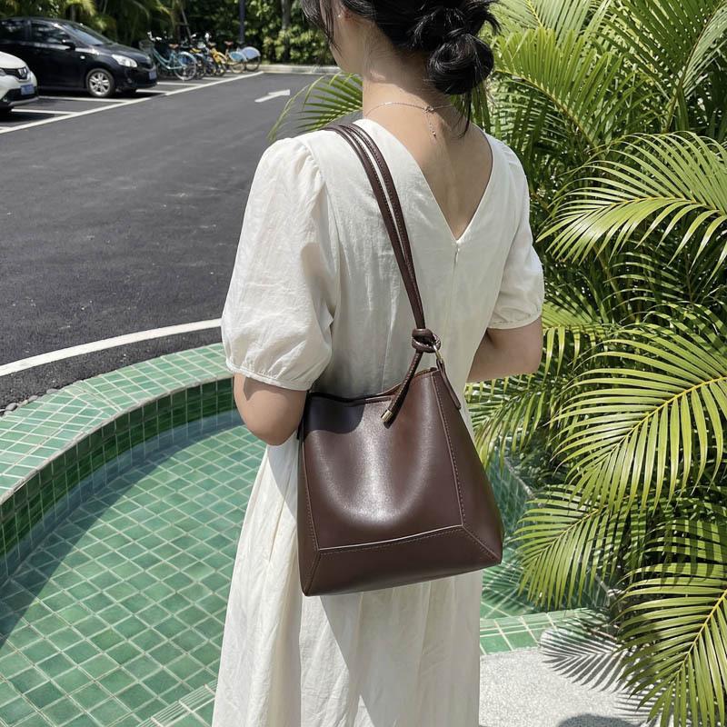Новая Мода Большая Вместимость Сумка на Плечо Женская Простая Crossbody Ручка Ведро Сумка Ретро Стиль Универсальная Текстура Композитная Сумка