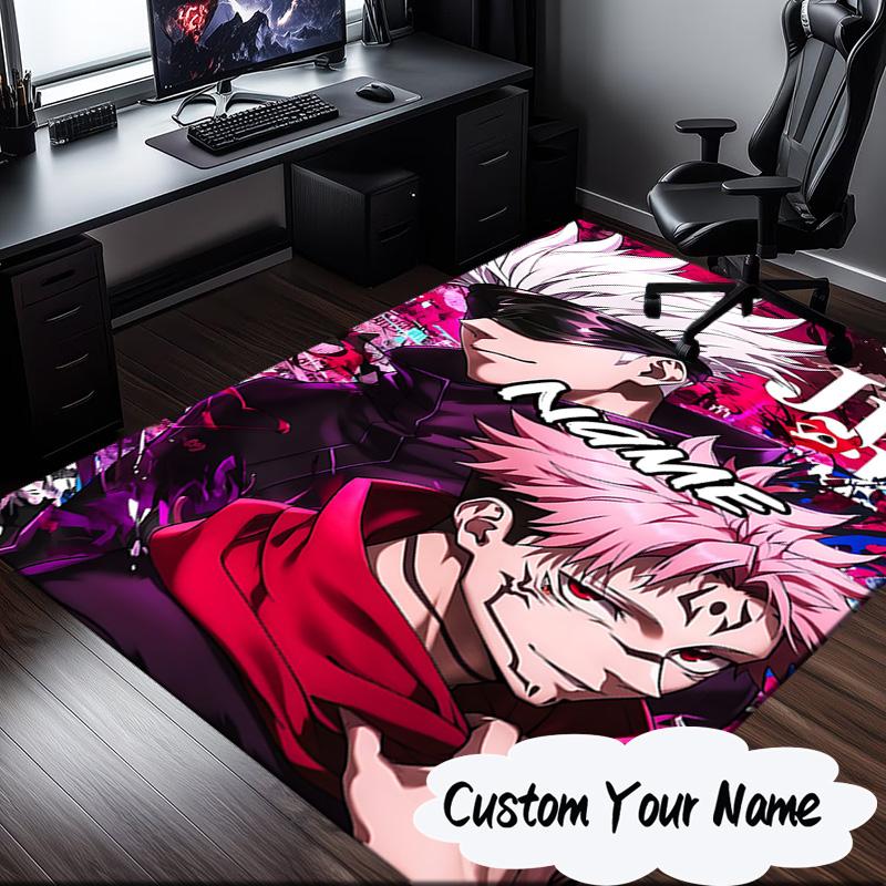 Custom Name Powerful Anime Jujutsu Carpet, Chair Rug,Area Rug for Office Bedroom living rooms bedroom, Doormat decor Christmas fan gifts