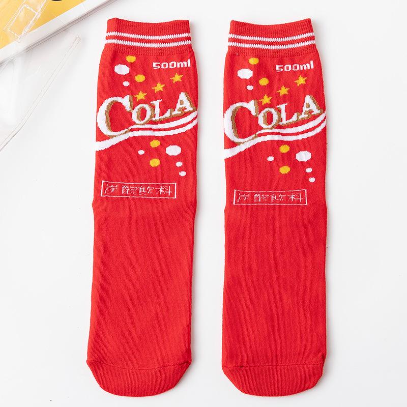 Women Creative Fruit & Hamburger Print Mid-Calf Socks Korean Style Casual Cotton Socks