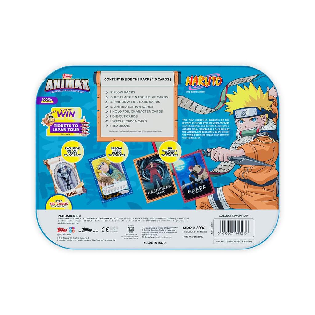 Topps Animax 2024 Official Naruto Collectible Card Game Blaster Tin