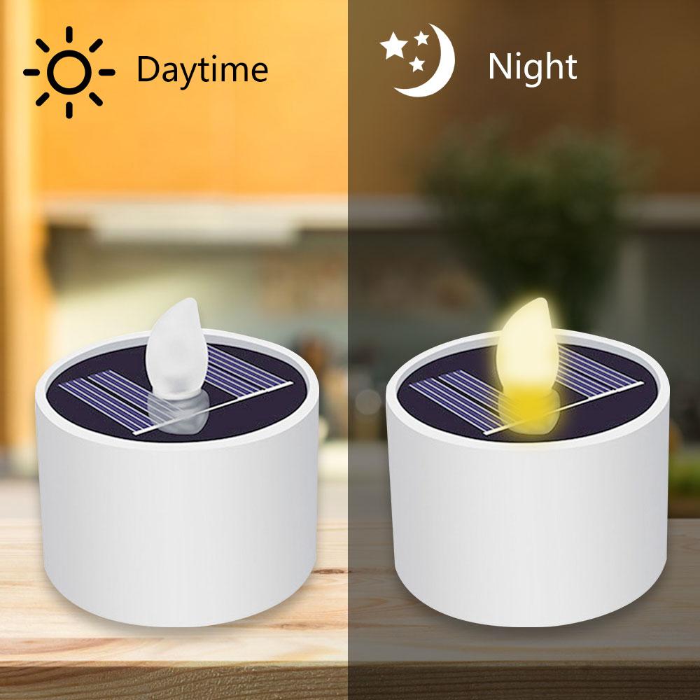 Solar LED Tea Light Candle Led Candles Flameless Outdoor Waterproof Solar Tea Lights Rechargeable Candles for Party Garden Home