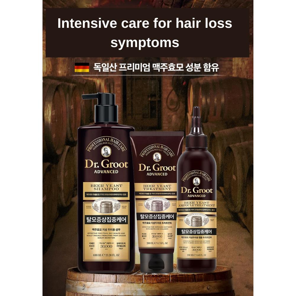 [Dr. Groot] Интенсивный уход за волосами от выпадения волос Пивные дрожжи Функциональный шампунь, лечение и ампула для жирной кожи головы