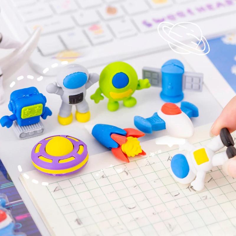 Креативный милый мультфильм астронавт инопланетянин космический корабль спутниковый ластик школьные канцелярские принадлежности школьные принадлежности детский подарок офисные аксессуары