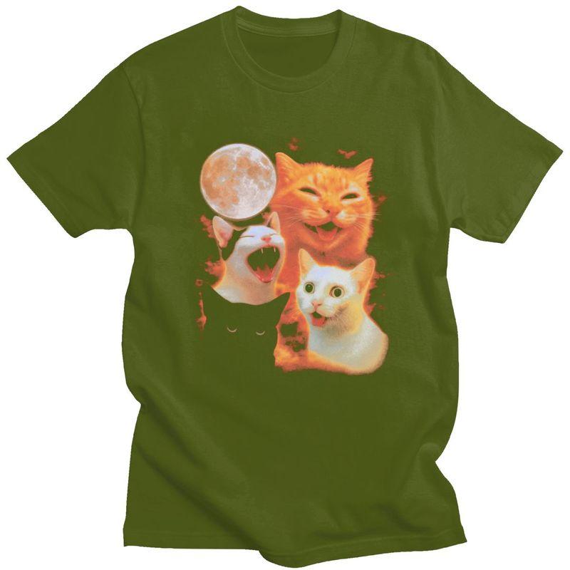 Mens Funny Cat Moon Meme T Shirts Round Neck Short Sleeve 100 Cotton TShirt Novelty Loose Fit Summer Tyle Clothing