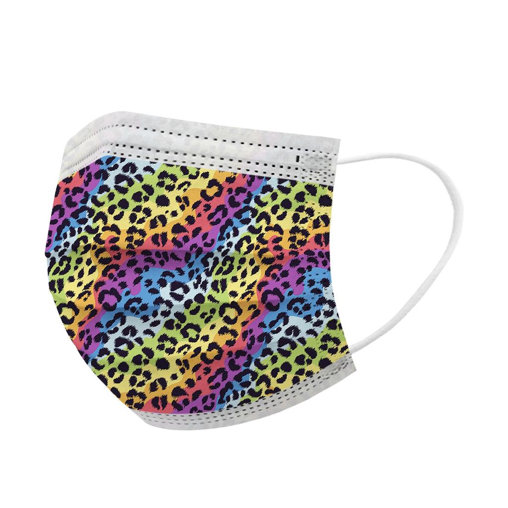 10PCS Adult Three-Layer Disposable Dust-Proof Protective Leopard Print Mask