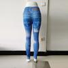 Штаны для йоги женские с принтом джинсовые обтягивающие брюки с высокой посадкой быстросохнущие эластичные спортивные брюки для бега и фитнеса