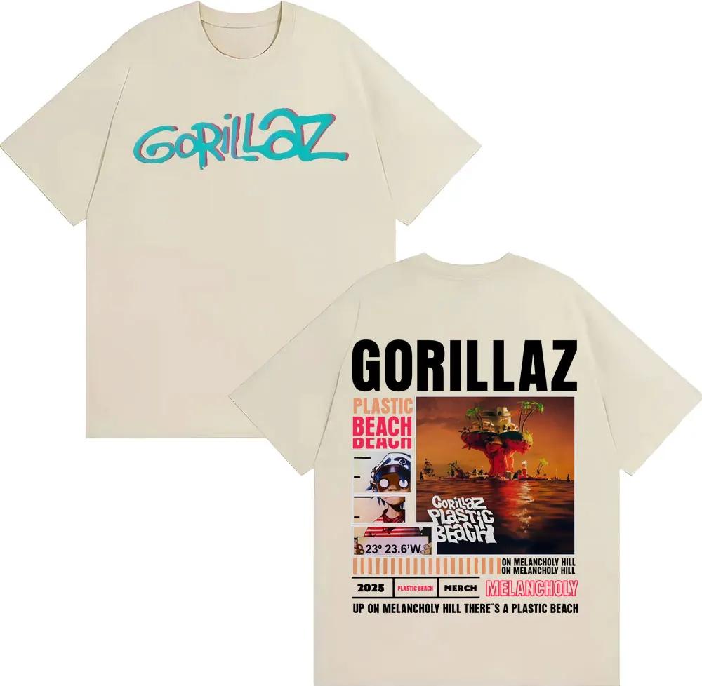 Рок-группа Gorillaz Мерч Футболка Унисекс Женская одежда Винтажная мода Мультяшные футболки Хлопок Повседневные Оверсайз футболки Уличная одежда