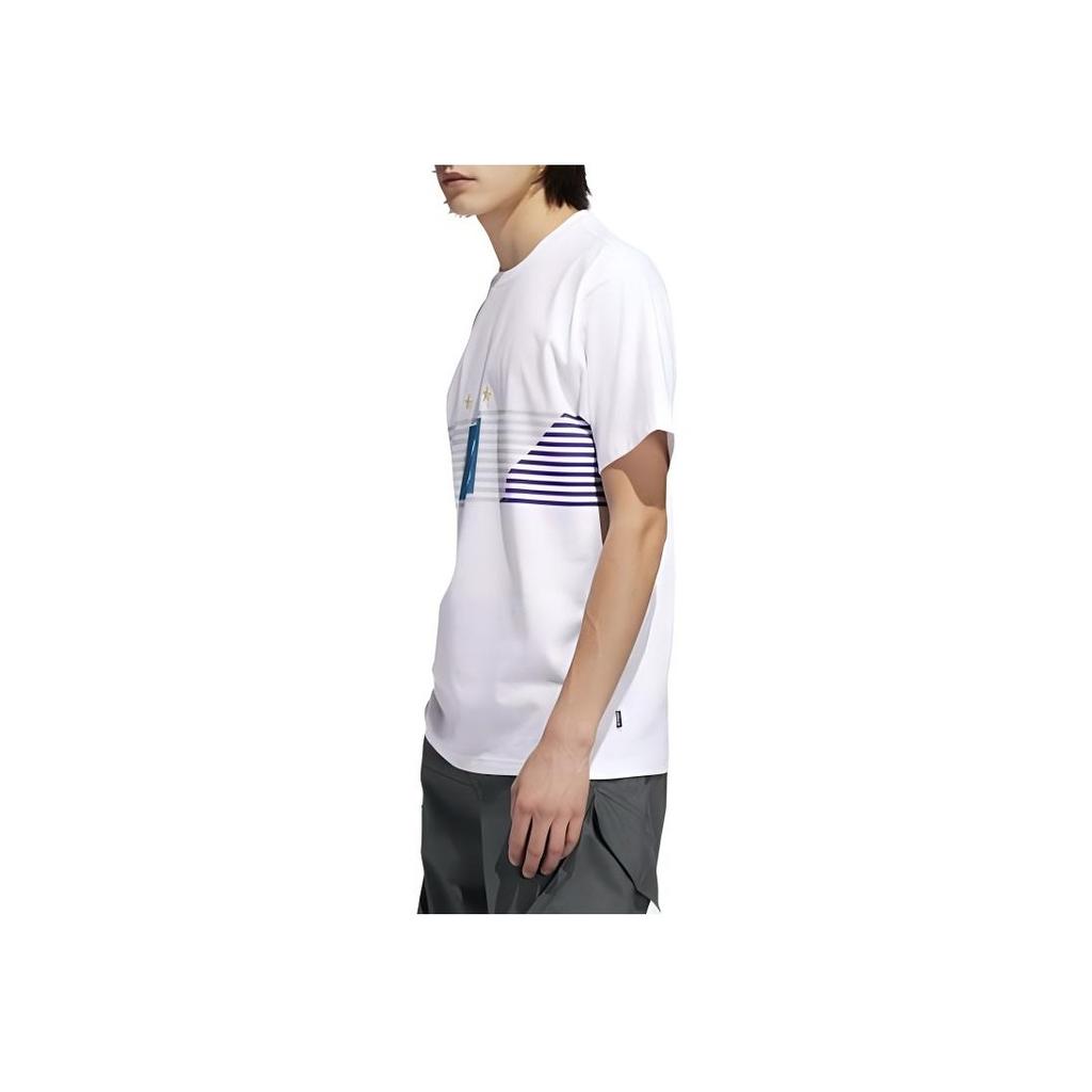 Adidas Originals Championship Striped Logo Print Star Embroidery Round Neck Short Sleeve T-Shirt Men Tops White EC7351