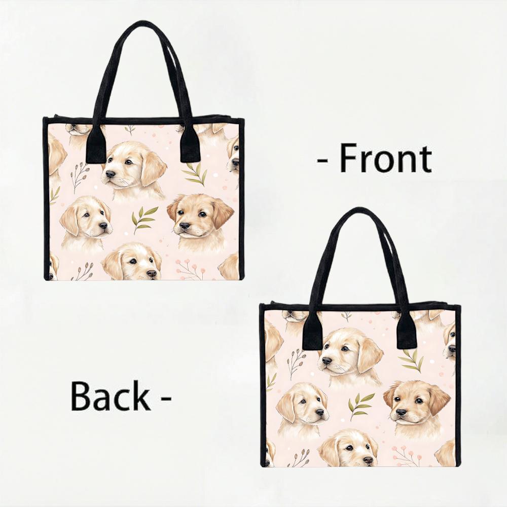 Cute Puppy Printed Casual Tote Bag Lightweight Daily Shopping Shoulder Bag for Ladies Girls Outdoor Use