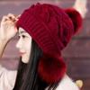 Women Girls Hat Autumn Winter New Padded Rabbit Hair Cap Solid Color Double Thickened Cute Ear Protection Wave Knitting Pattern Warm Hat