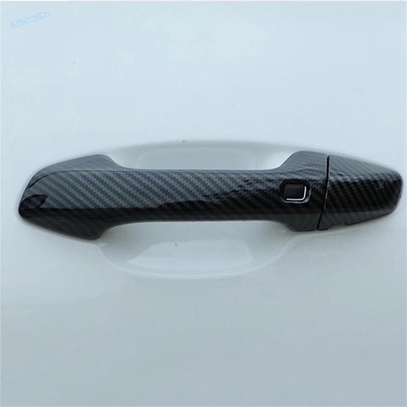 For Kia Seltos - 2024 Carbon Fiber / Shiny Car Outside Door Pull Doorknob Handle Bowl Cover Trim ABS Exterior Accessories