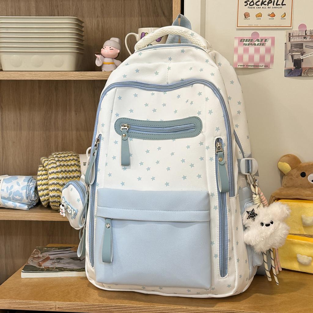 Schoolbag Large Capacity Lightweight Backpack Korean Edition ins Junior High School Student Burden Reduction Ridge Protection School Bag Women's Niche