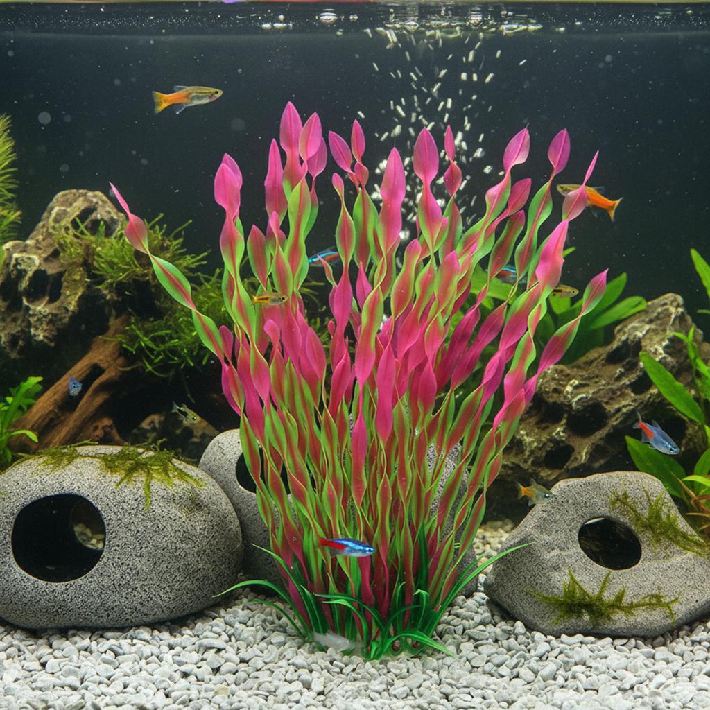 Natural Lifelike Aquarium Artificial Grass Plastic Aquatic Plants Decor for Fish Tank for Tank Decoration and Ornament