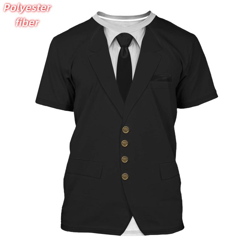 3D Print Cosplay T-Shirt For Men Fake Suit Pirate Pattern Tees Summer Street Casual Short Sleeve Tops Loose Round Neck T Shirts