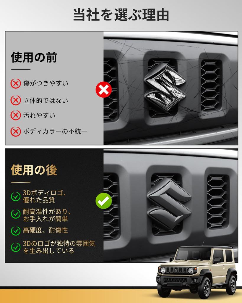Suzuki Design Emblem for the New Jimny S Exterior No Need to Remove Original Protective High Fits Original Vehicle Easy Installation JB64/JB74,