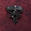 Black Onyx Gemstone 925 Sterling Silver Handmade Cross Pendant Jewelry