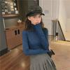 Women's Slim Fit High Collar Long Sleeve T-Shirt - Korean Style, Perfect for Autumn and Winter