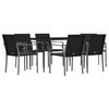 VidaXL Garden Dining Set 7 Pcs Cushions Wicker Steel, Dining Set, Outdoor Dining Set, 3186948