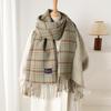 Stylish Jacquard Plaid Fringe Scarf Imitation Cashmere Thickened Warm Shawl Autumn Winter Unisex Versatile Coldproof Neck Scarf