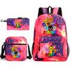 Rhythm Box Game Merchandise Student Bag Sprunki Cartoon Starry Sky Backpack Leisure Bag 3-piece Set D