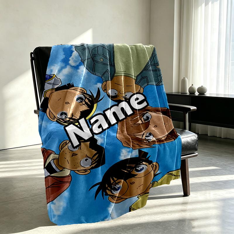 Custom Name Personalized Detective Conan Print Blanket, Home Decor, Bedroom, Sofa, Camping, Couch, Gifts for Birthday Christmas