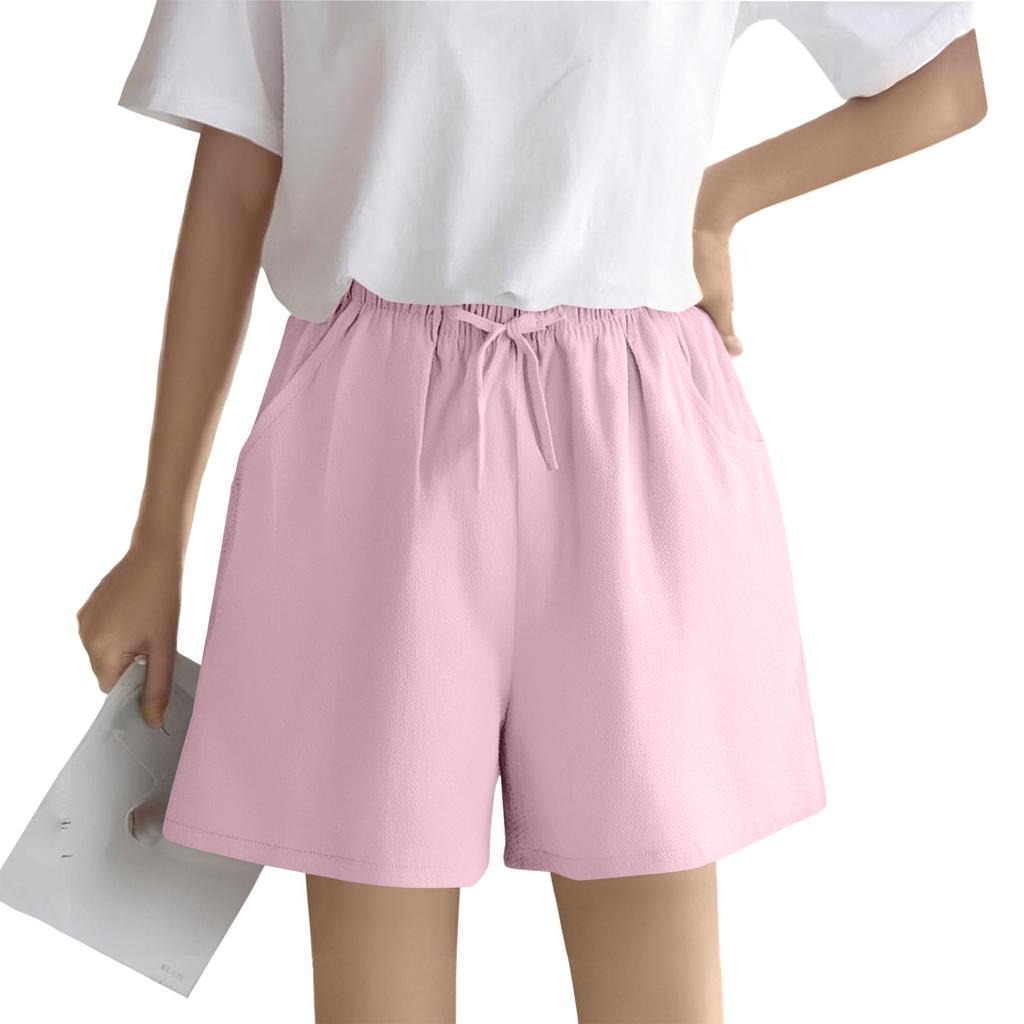 Женские однотонные повседневные спортивные шорты из льна, хлопка и конопли