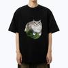 Funny Watermelon Cat Silly Cat Meme Printed T Shirt 2025 New Men Women Oversized Short Sleeve T-shirts Unisex 100% Cotton Tops