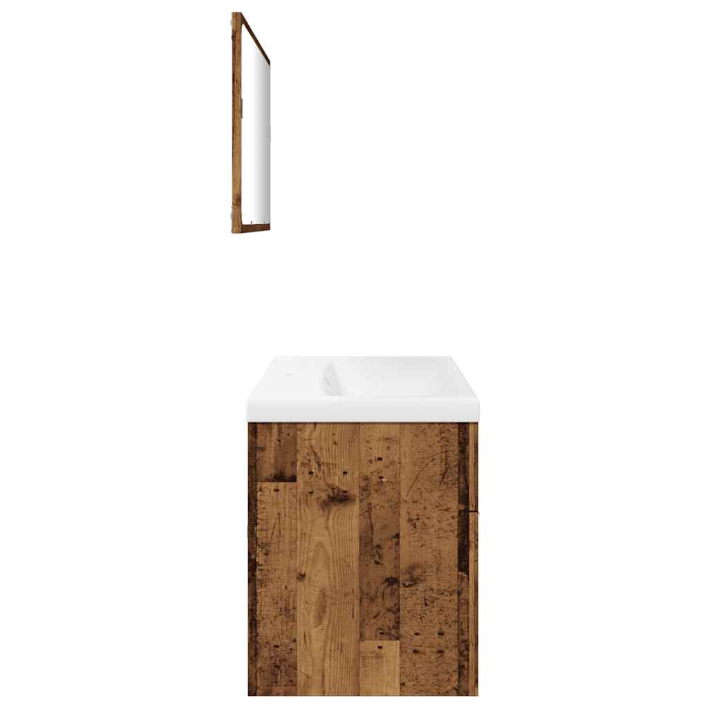 3 Piece Bathroom Furniture Set Rustic Wood Look Particleboard