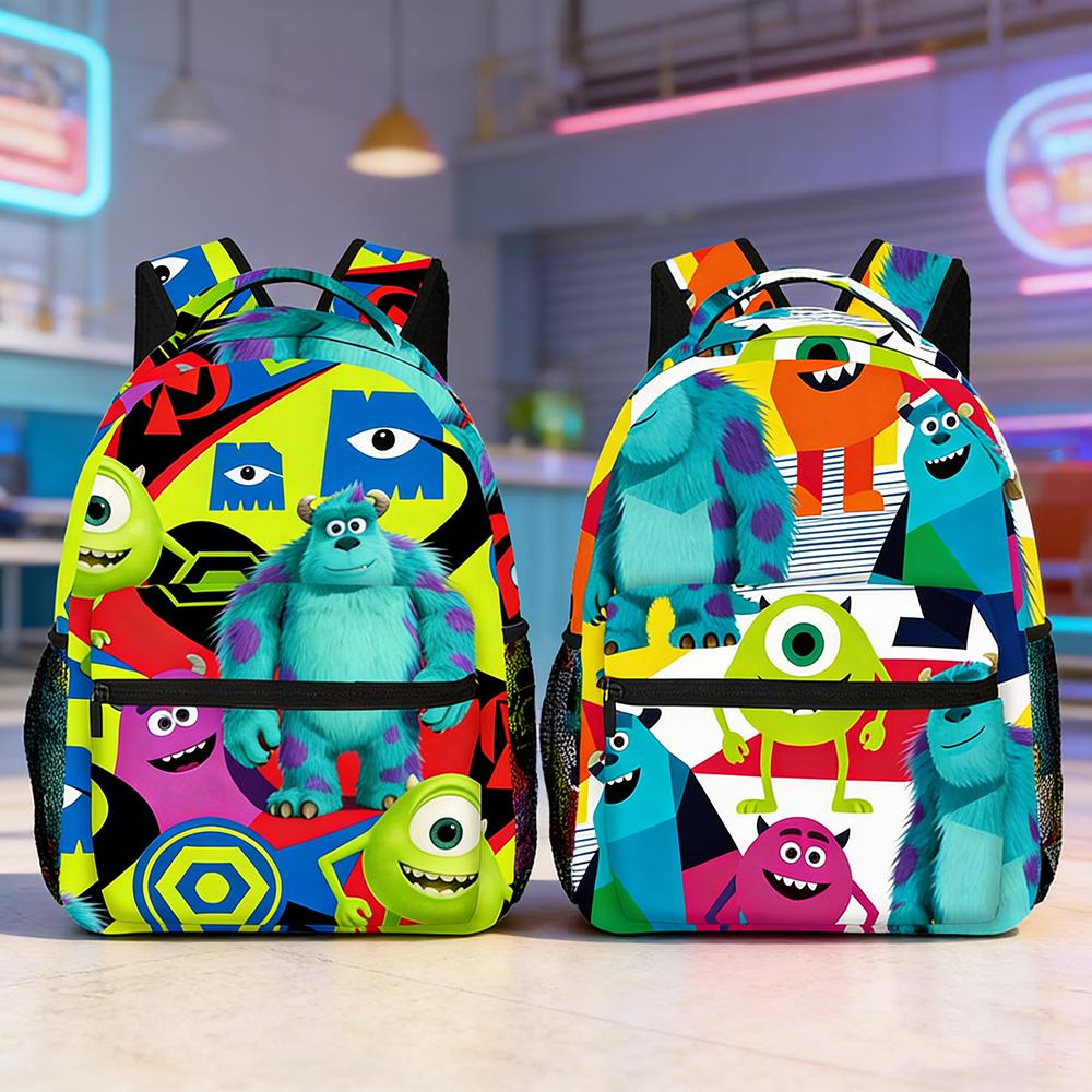 Monsters Cartoon Print Backpack,Sulley Mike Anime Print Large Capacity Travel Laptop Bag for Teens School Outdoor