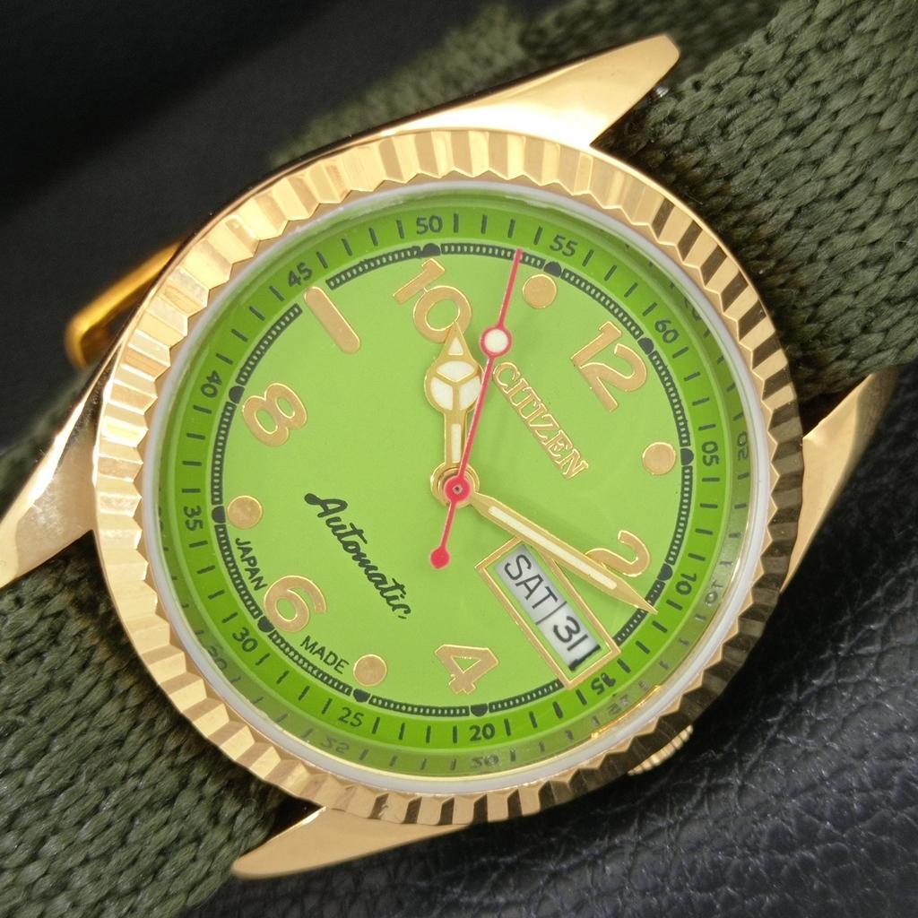 ВИНТАЖНЫЕ ОТРЕМОНТИРОВАННЫЕ МУЖСКИЕ ЧАСЫ CITIZEN AUTOMATIC 8200 ЯПОНИЯ ЗЕЛЕНЫЙ ЦИФЕРБЛАТ a445353-1