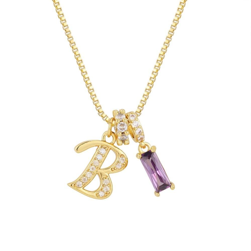 Adjustable Letter Jewelry Hypoallergenic Shiny Zircon Embedded Geometric Pendant Necklace Geometric Design Dopamine Style
