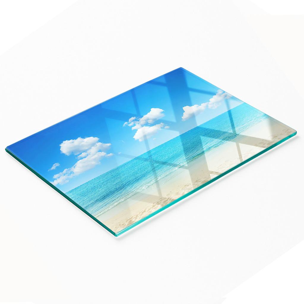 Kitchen Multifunctional Decorative Glass Board Paradise Beach 80x52 cm