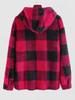 ZAFUL Men's Checkerboard Plaid Pattern Winter Warmth Fluffy Faux Fur Hooded Jacket