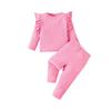 Girls' Solid Pajama Set - Long Sleeve Top & Pants