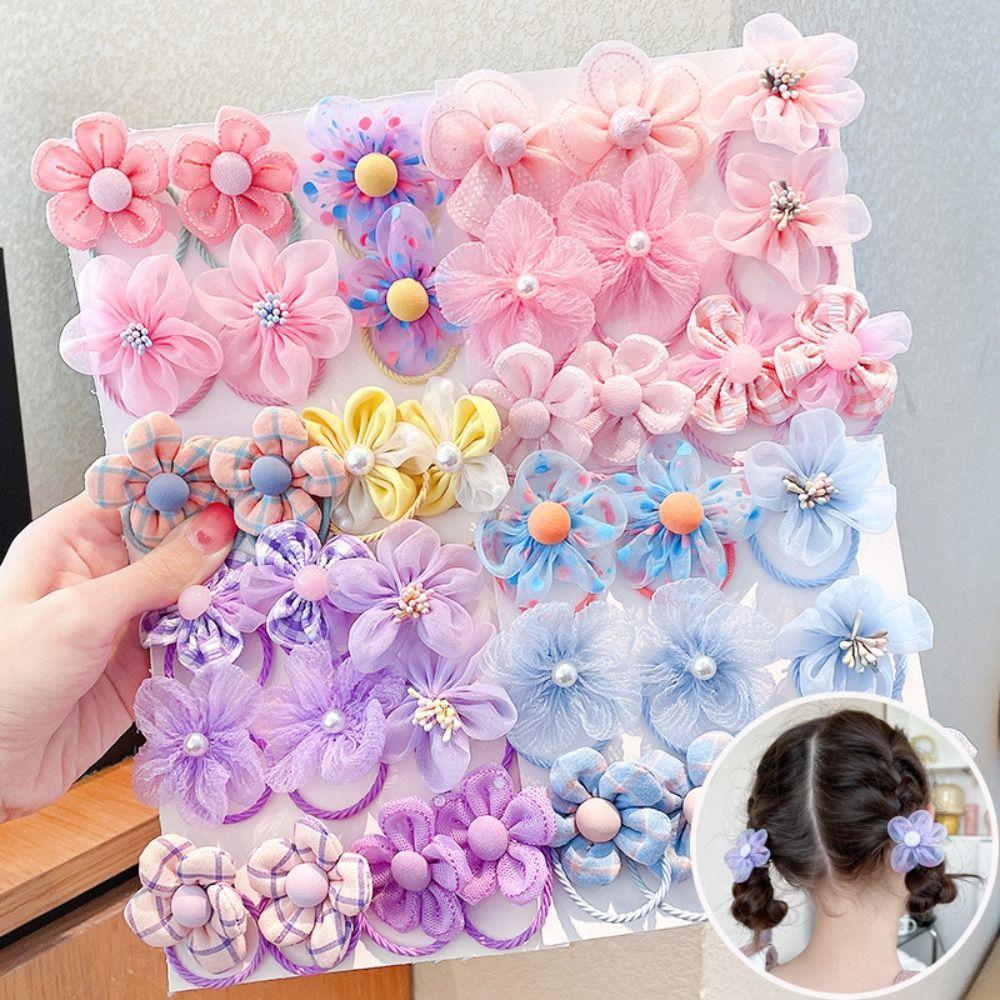 10 шт./набор сетчатых цветов держатель для хвостика красочные резинки для волос милые детские резинки для волос