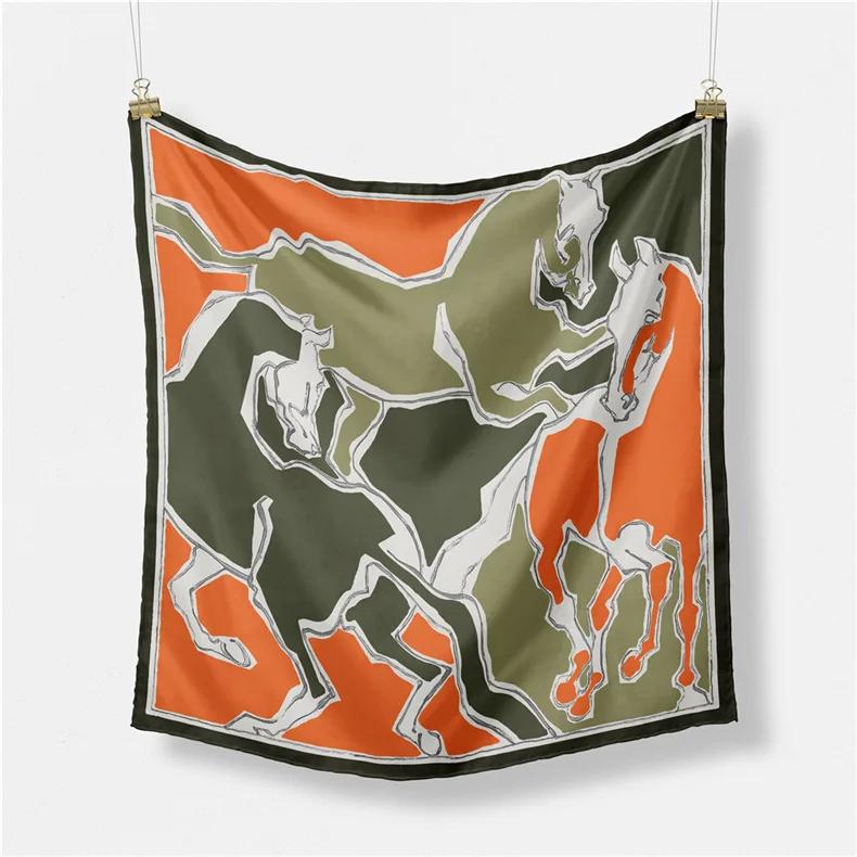 Luxury Print Silk Square Scarf Women Spring Neck Tie Shawl Wraps Female 53cm Hair Hand Wrist Headkercheif Hijab Bandana