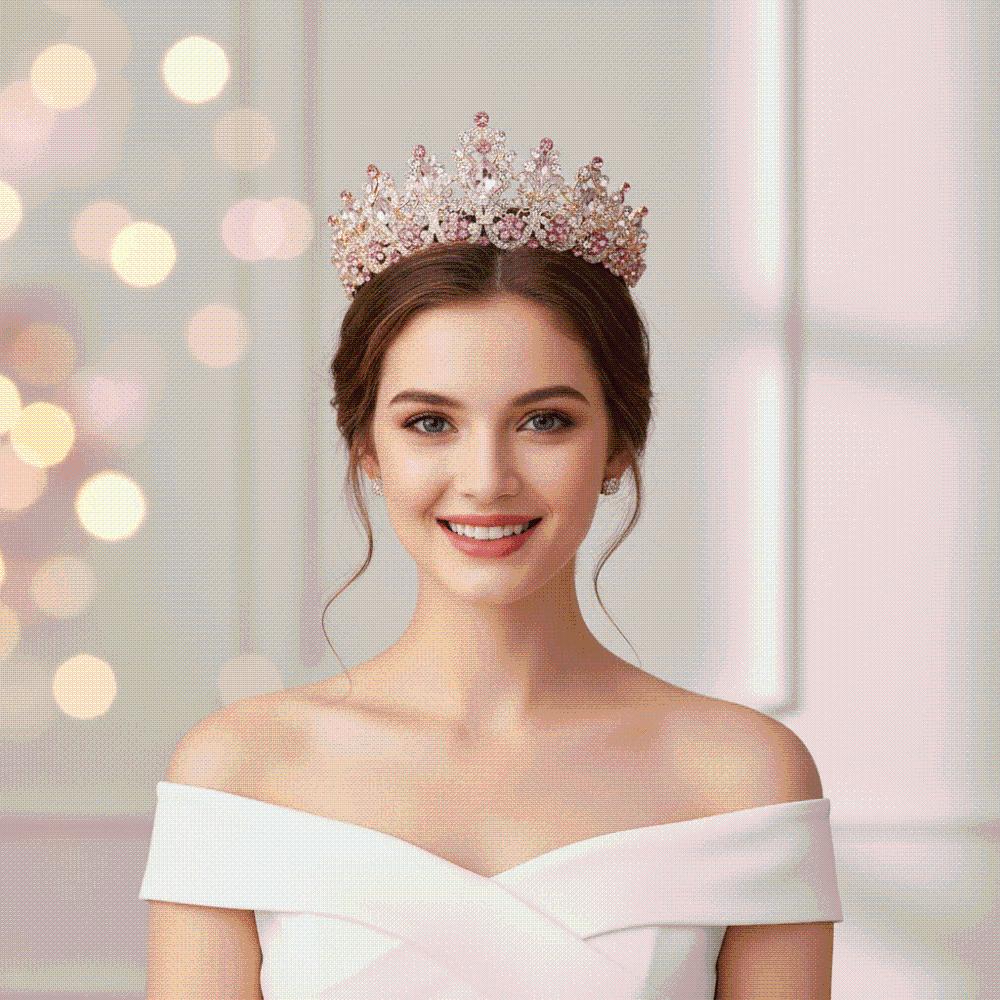 Exquisite Crystal Crown Handmade Baroque Headpiece Beaded Headpiece Bridal Tiara Prom