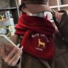 Wool Scarf Women's Autumn and Winter Christmas Gift Red Fawn Letter Wool Korean Knitted Warm and Versatile Scarf