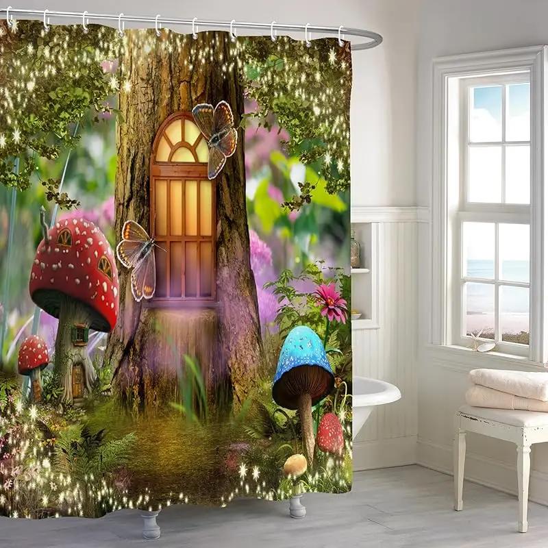 Занавеска для ванной «Зачарованный лес» - Высококачественный водонепроницаемый и устойчивый к плесени декор для ванной комнаты для волшебной домашней атмосферы